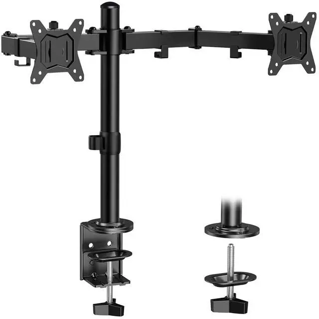 Main image of Dual Monitor Stand, Heavy Duty Adjustable Monitor Desk Mount for 2 Screens up to 32 Inches, Fully Adjustable Height, Tilt, Swivel, Rotate, Supports 17.6 lbs per Monitor Arm, Easy Installation