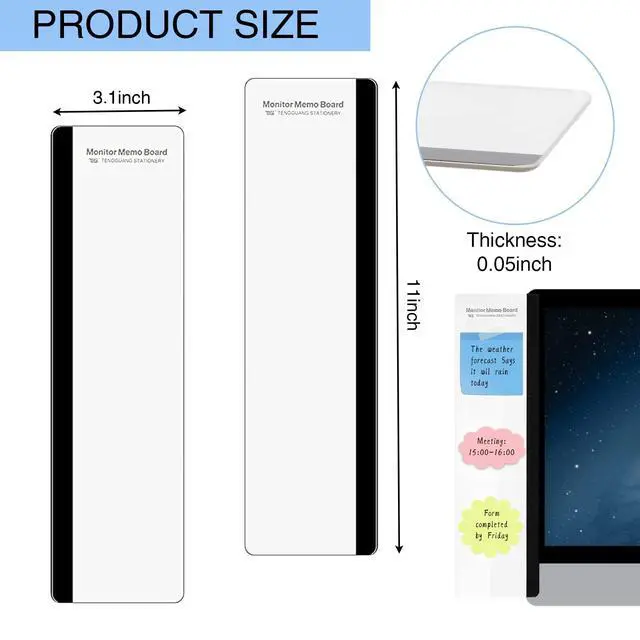 Alt view image 2 of 7 - Office Desk Accessories 2pcs Multifunction Computer Monitor Memo Board - Transparent Computer Side Panel Memo Creative Monitor Side Panel Suitable for Office Home Desktop