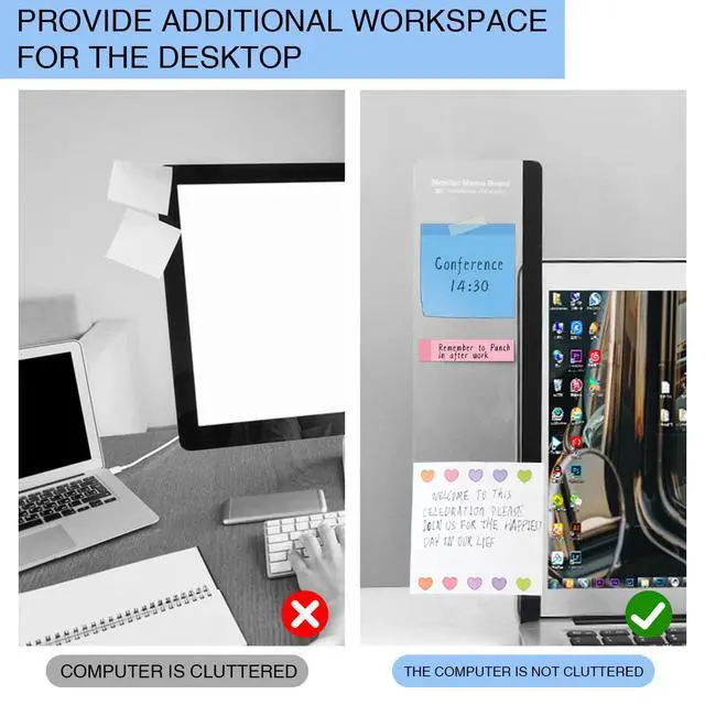 Alt view image 3 of 7 - Office Desk Accessories 2pcs Multifunction Computer Monitor Memo Board - Transparent Computer Side Panel Memo Creative Monitor Side Panel Suitable for Office Home Desktop