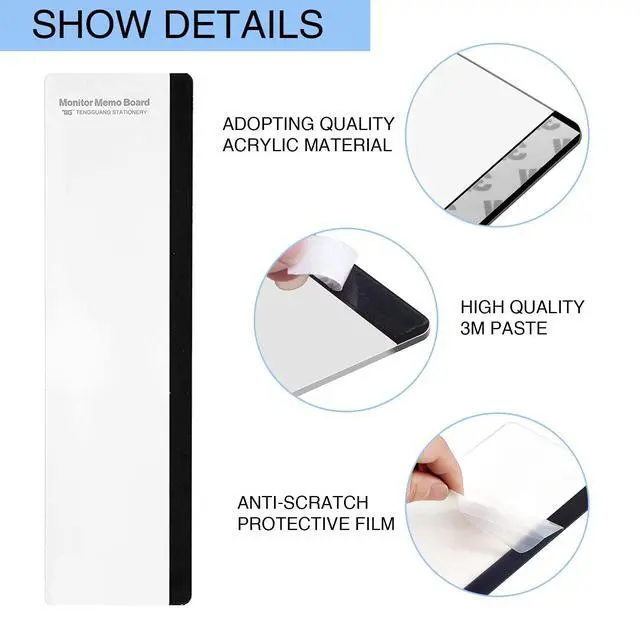 Alt view image 4 of 7 - Office Desk Accessories 2pcs Multifunction Computer Monitor Memo Board - Transparent Computer Side Panel Memo Creative Monitor Side Panel Suitable for Office Home Desktop