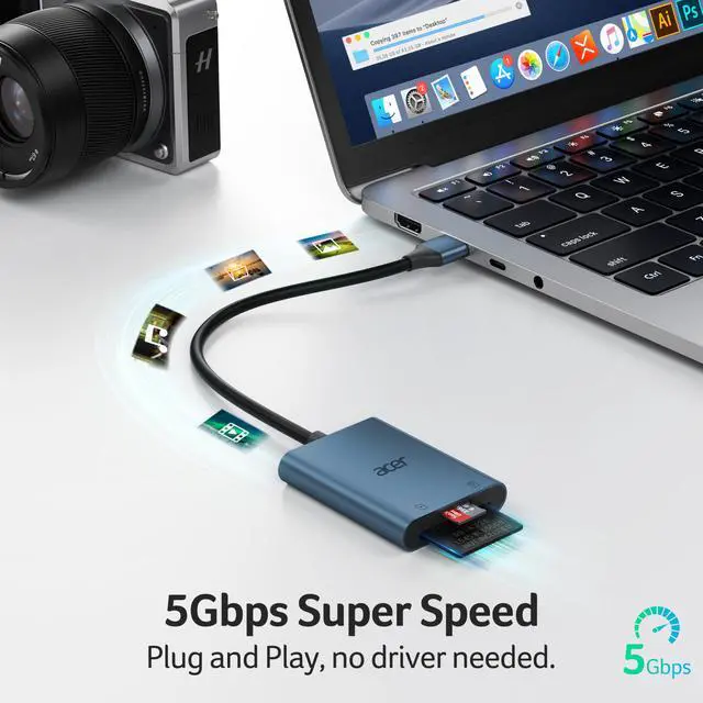 Alt view image 2 of 7 - SD Card Reader, USB A 3.0 to Micro Memory Card Reader, Aluminum Dual Slot SD to USB Adapter for Computer, PC, Laptop and Type A Devices, Compatible with SD/Micro SDXC/SDXC/SDHC/TF Cards-Midnight