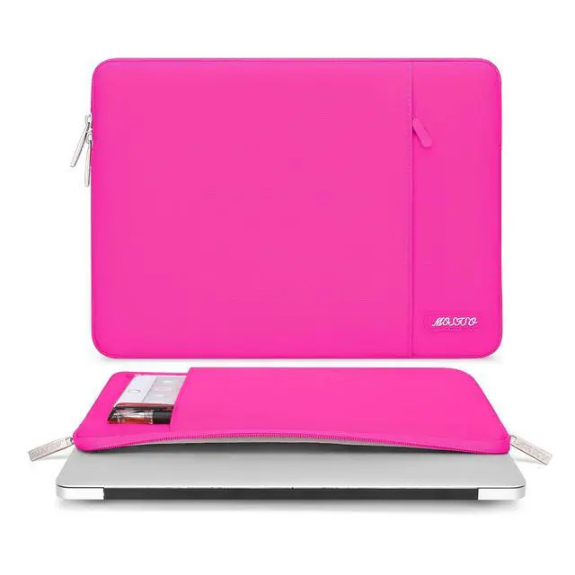 Alt view image 2 of 6 - Laptop Case 13.3 inch, 13-13.3 inch Laptop Sleeve Compatible with MacBook Air/Pro 13/Pro 14 M5 M4 M3 M2 M1, HP Dell ASUS Lenovo,Polyester Vertical Computer Sleeve Bag with Pocket, Bright Rose