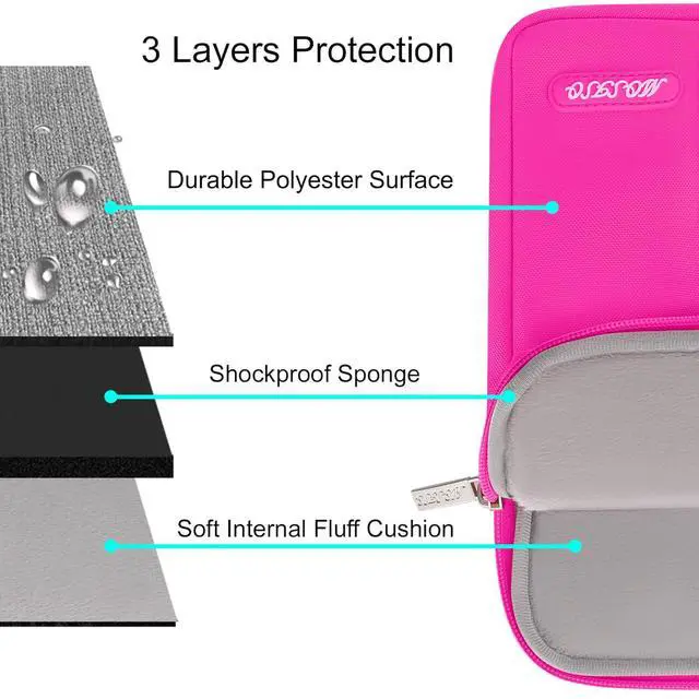 Alt view image 3 of 6 - Laptop Case 13.3 inch, 13-13.3 inch Laptop Sleeve Compatible with MacBook Air/Pro 13/Pro 14 M5 M4 M3 M2 M1, HP Dell ASUS Lenovo,Polyester Vertical Computer Sleeve Bag with Pocket, Bright Rose