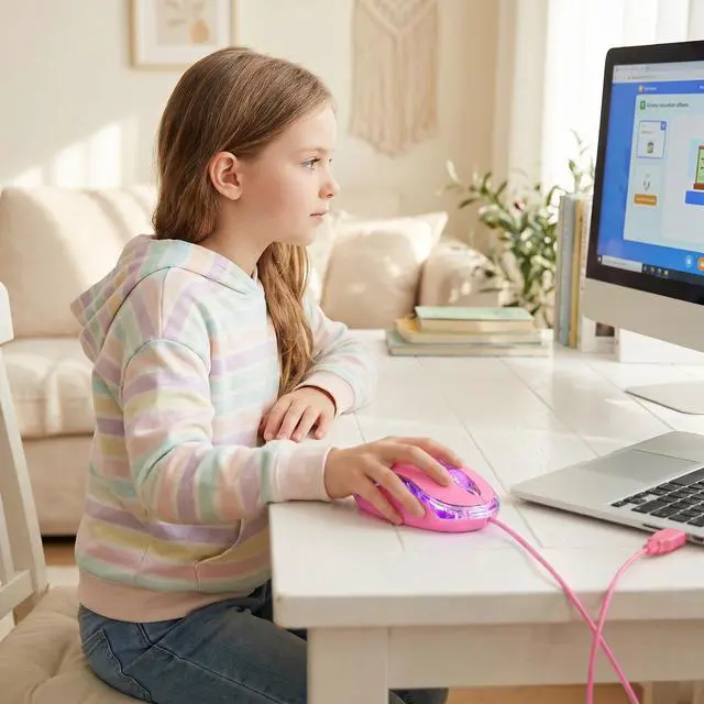 Alt view image 7 of 7 - Kids Mouse for Laptop USB Ergonomic Optical Mouse Blue Color 1.5M Cable