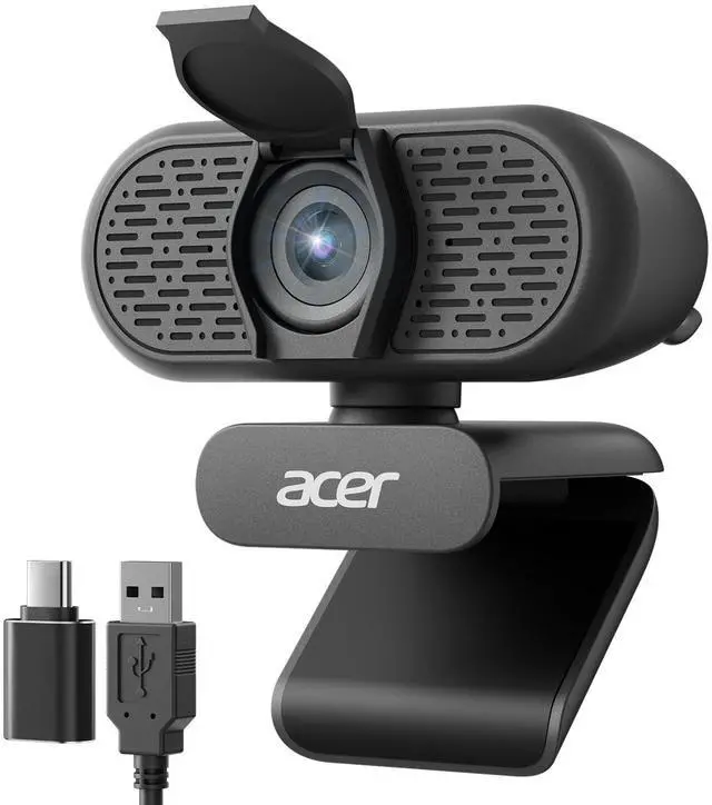 Main image of 1080p Webcam USB Plug and Play Webcam for PC with Noise Cancellation Microphones Computer Camera for Desktop Streaming Gaming Online Meeting Wide Angle Privacy Cover A-to-C Adapter Easy Setup