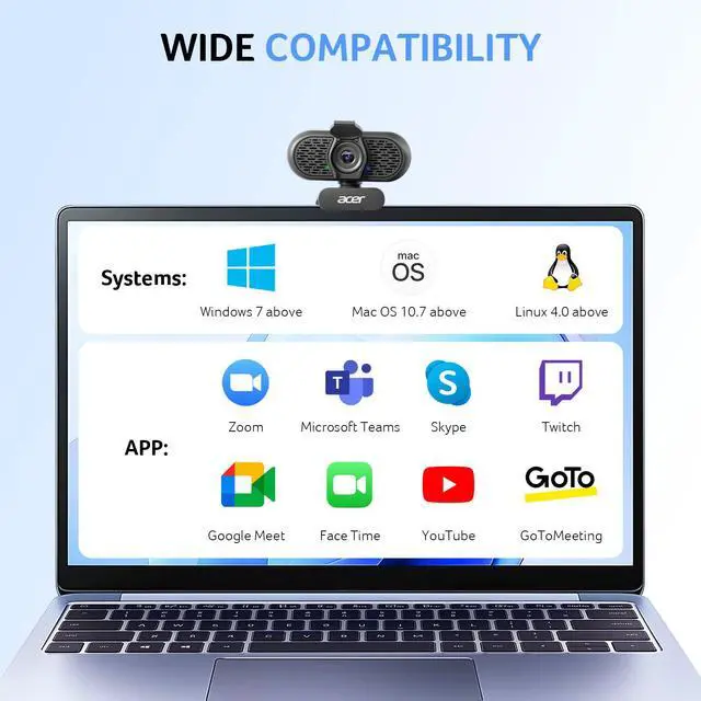 Alt view image 7 of 7 - 1080p Webcam USB Plug and Play Webcam for PC with Noise Cancellation Microphones Computer Camera for Desktop Streaming Gaming Online Meeting Wide Angle Privacy Cover A-to-C Adapter Easy Setup