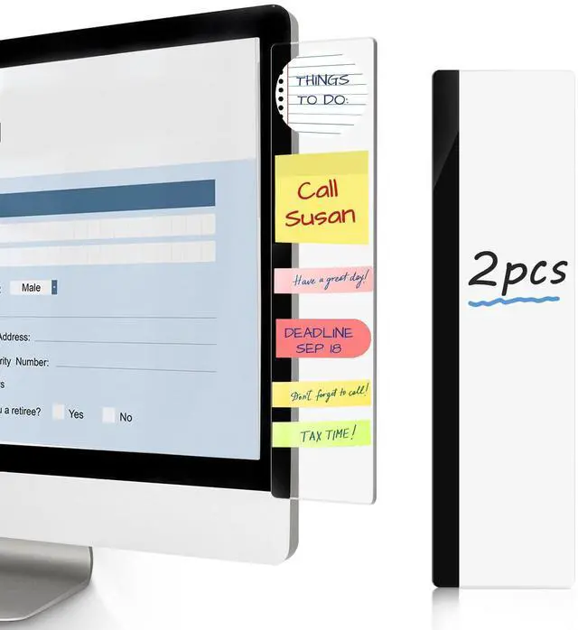 Main image of 2 Pcs 11" x 3.1" Transparent Acrylic Monitor Memo Board