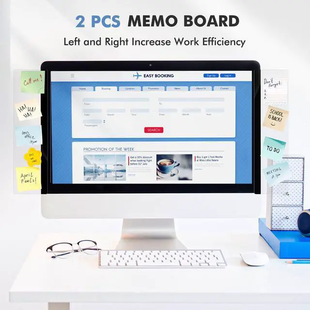 Alt view image 2 of 7 - 2 Pcs 11" x 3.1" Transparent Acrylic Monitor Memo Board