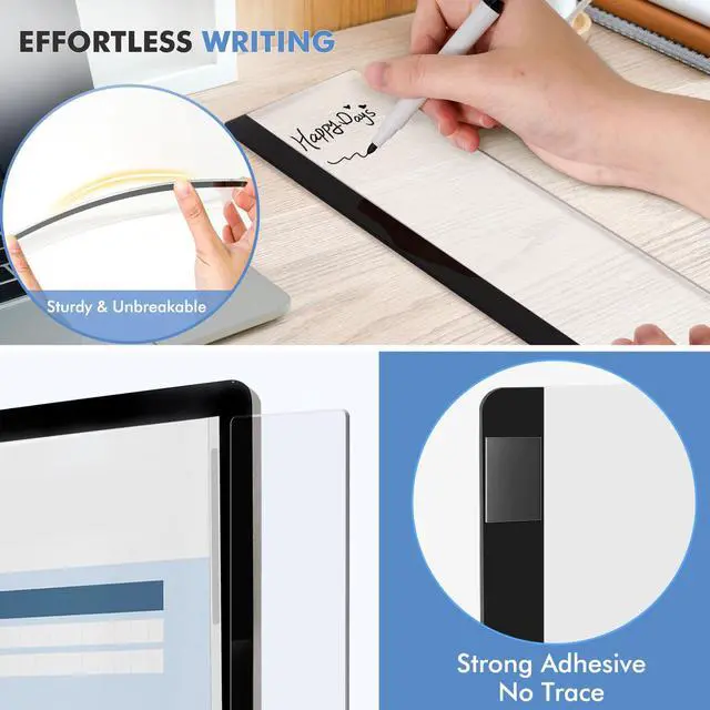 Alt view image 4 of 7 - 2 Pcs 11" x 3.1" Transparent Acrylic Monitor Memo Board