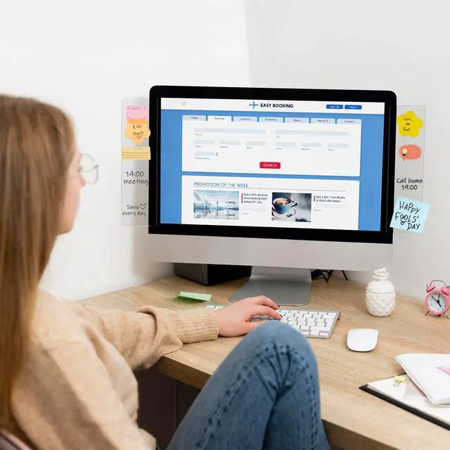 Alt view image 6 of 7 - 2 Pcs 11" x 3.1" Transparent Acrylic Monitor Memo Board