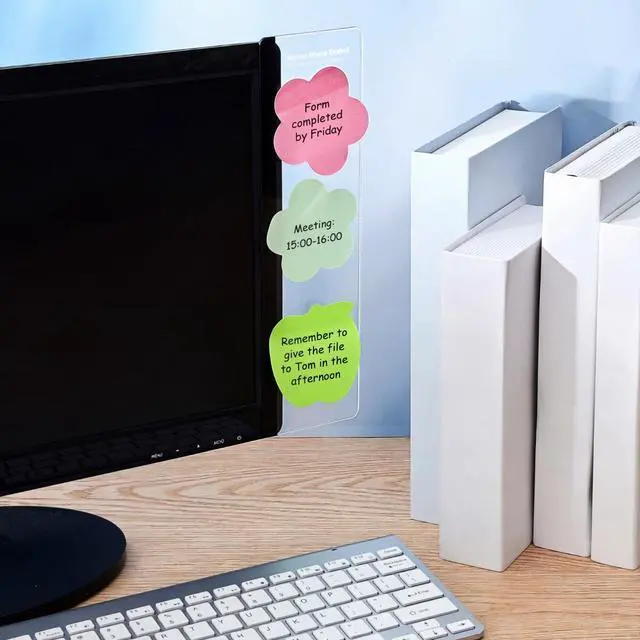 Alt view image 7 of 7 - 4 Pieces Monitor Memo Board, Memo Boards for Computers Transparent Acrylic Monitor Side Panel Office Desk Accessories Desktop Computer Sticky Note Holder for Office Home Work Desk