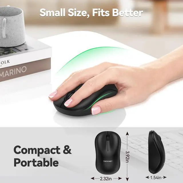 Alt view image 2 of 7 - Wireless Mouse for Laptop, 2.4G Silent Computer Mouse Quiet Click with 5 DPI Levels,Contoured Grip,Small Portable 30 Months Battery Cordless Mice for PC, Chromebook, Mac -Black