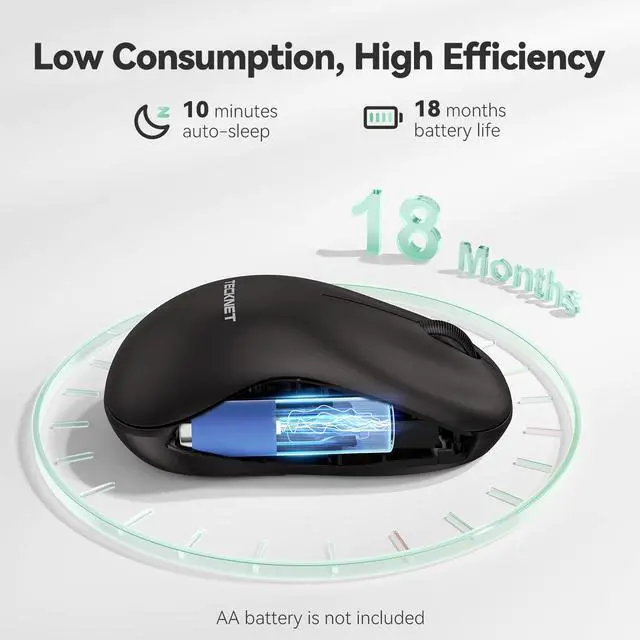 Alt view image 4 of 7 - Wireless Mouse for Laptop, 2.4G Silent Computer Mouse Quiet Click with 5 DPI Levels,Contoured Grip,Small Portable 30 Months Battery Cordless Mice for PC, Chromebook, Mac -Black