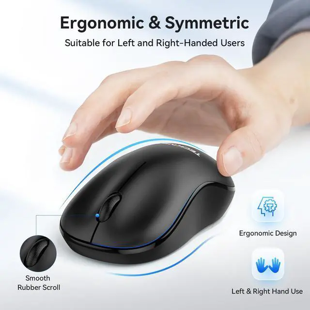 Alt view image 5 of 7 - Wireless Mouse for Laptop, 2.4G Silent Computer Mouse Quiet Click with 5 DPI Levels,Contoured Grip,Small Portable 30 Months Battery Cordless Mice for PC, Chromebook, Mac -Black