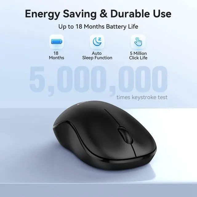 Alt view image 6 of 7 - Wireless Mouse for Laptop, 2.4G Silent Computer Mouse Quiet Click with 5 DPI Levels,Contoured Grip,Small Portable 30 Months Battery Cordless Mice for PC, Chromebook, Mac -Black
