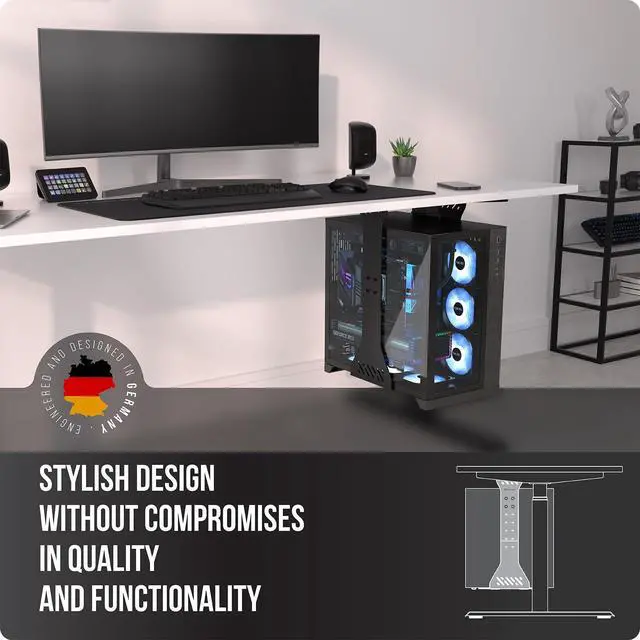 Alt view image 2 of 7 - Heavy Duty Under Desk PC Holder Up to 77 lbs Load Capacity - Adjustable Computer Tower Holder CPU Holder Under Desk Mount - PC Holder Under Desk Under Desk Computer Mount (Black)