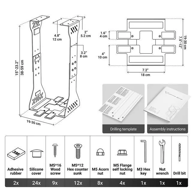 Alt view image 6 of 7 - Heavy Duty Under Desk PC Holder Up to 77 lbs Load Capacity - Adjustable Computer Tower Holder CPU Holder Under Desk Mount - PC Holder Under Desk Under Desk Computer Mount (Black)