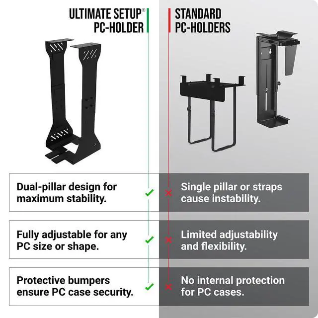 Alt view image 7 of 7 - Heavy Duty Under Desk PC Holder Up to 77 lbs Load Capacity - Adjustable Computer Tower Holder CPU Holder Under Desk Mount - PC Holder Under Desk Under Desk Computer Mount (Black)