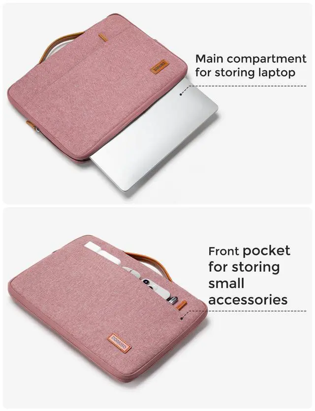 Alt view image 5 of 7 - 13.3 inch Laptop Case Sleeve Protective Cover Compatible with 14 inch MacBook Pro M4 M3 M2/MacBook Pro Max,13-13.3 inch Dell,Lenovo, HP,Waterproof Computer Cases Bag with Handle,Pink