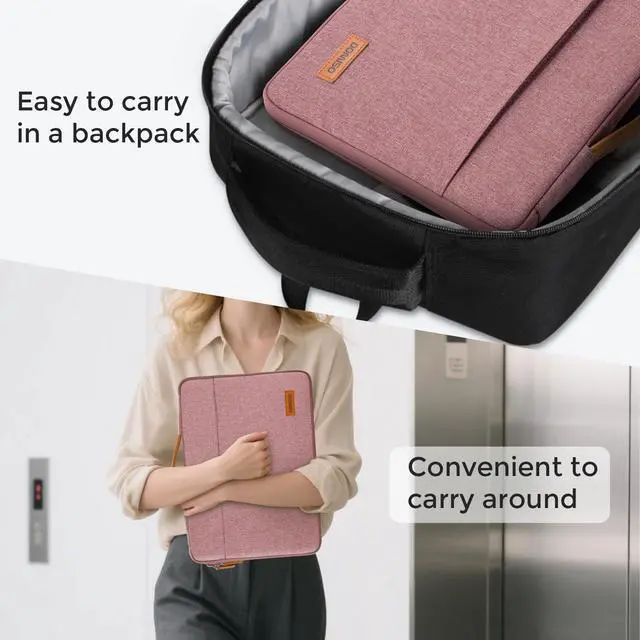 Alt view image 7 of 7 - 13.3 inch Laptop Case Sleeve Protective Cover Compatible with 14 inch MacBook Pro M4 M3 M2/MacBook Pro Max,13-13.3 inch Dell,Lenovo, HP,Waterproof Computer Cases Bag with Handle,Pink