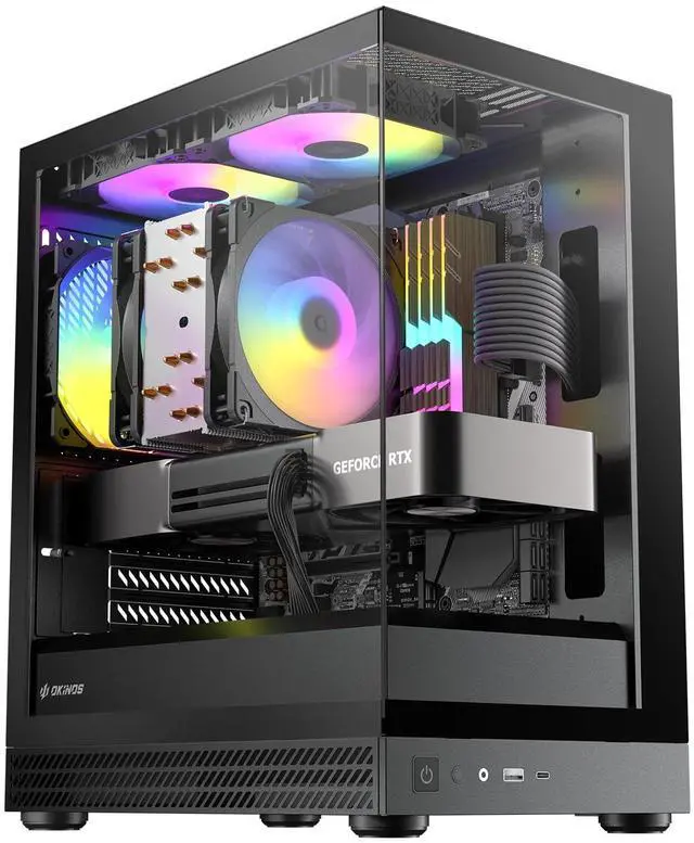 Main image of Aqua UNO Micro ATX Case, No Radiator Support, Max GPU Length 309mm, Quick-Release Panoramic Tempered Glass Front & Side, 3x120mm ARGB Fans Pre-Installed, Type-C 5Gbps, Black