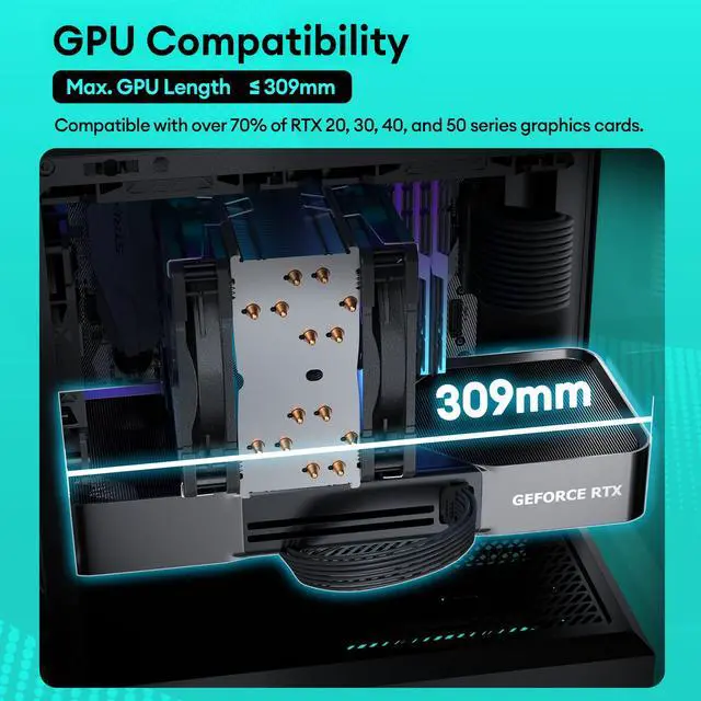 Alt view image 6 of 7 - Aqua UNO Micro ATX Case, No Radiator Support, Max GPU Length 309mm, Quick-Release Panoramic Tempered Glass Front & Side, 3x120mm ARGB Fans Pre-Installed, Type-C 5Gbps, Black
