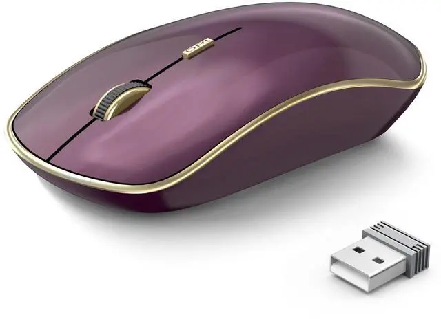Main image of J Wireless Mouse for Laptop, 2.4G Slim Wireless Silent Mouse, Portable Wireless Computer Mouse, 3200 DPI, USB Wireless Mouse for Desktop, Notebook, Chromebook, PC (Wine Red)