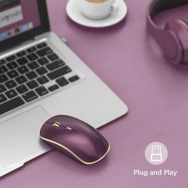 Alt view image 2 of 7 - J Wireless Mouse for Laptop, 2.4G Slim Wireless Silent Mouse, Portable Wireless Computer Mouse, 3200 DPI, USB Wireless Mouse for Desktop, Notebook, Chromebook, PC (Wine Red)
