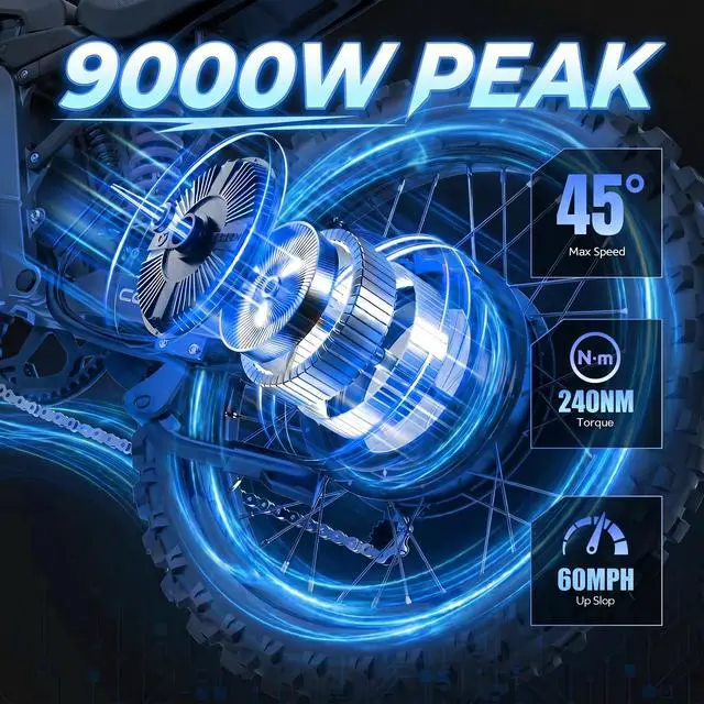 Alt view image 2 of 7 - COSWHEEL R19 Electric Dirt Bike for Teens Adults,9000W Peak Motor & 60MPH Electric Motorcycle,72V 40AH Battery 125 Miles Range,19" Tire Off-Road E-Bike with Hydraulic Brakes & Full Shock Absorption