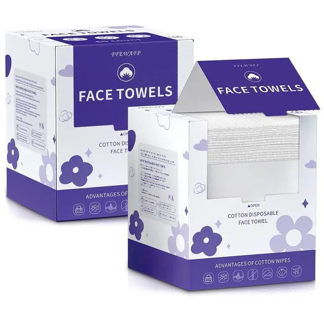 Alt view image 7 of 12 - Face Towels, Disposable Face Towelette, Makeup Remover Dry Wipes 100 Count(2 Box), Soft Cotton Dry Wipes Facial Cloths Towelettes for Washing and Drying, Facial Tissue for Cleansing, Skincare