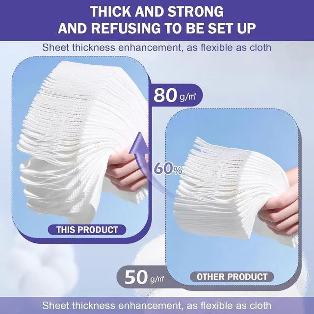 Alt view image 9 of 12 - Face Towels, Disposable Face Towelette, Makeup Remover Dry Wipes 100 Count(2 Box), Soft Cotton Dry Wipes Facial Cloths Towelettes for Washing and Drying, Facial Tissue for Cleansing, Skincare