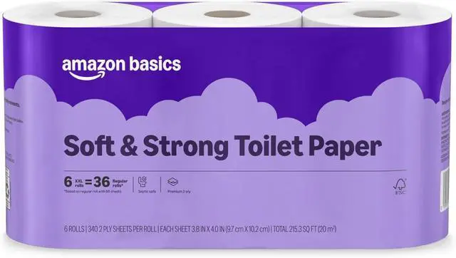 Alt view image 7 of 12 - Soft and Strong 2-Ply Toilet Paper, 6 Ultra Rolls = 24 Regular Rolls, Unscented, 340 Sheet (1 Pack of 6), Packaging May Vary