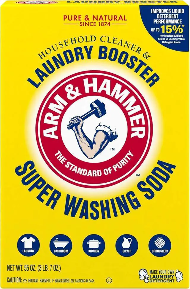 Alt view image 7 of 8 - ARM & HAMMER Super Washing Soda Household Cleaner & Laundry Booster, 55 oz Box, FragranceFree & PhosphateFree