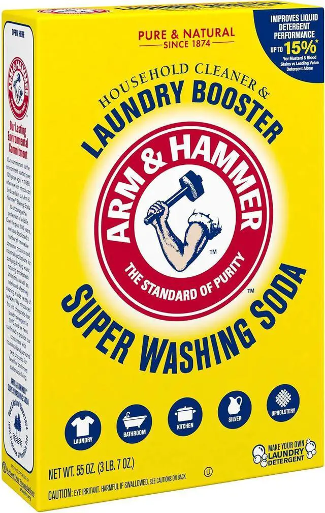 Alt view image 5 of 8 - ARM & HAMMER Super Washing Soda Household Cleaner & Laundry Booster, 55 oz Box, FragranceFree & PhosphateFree