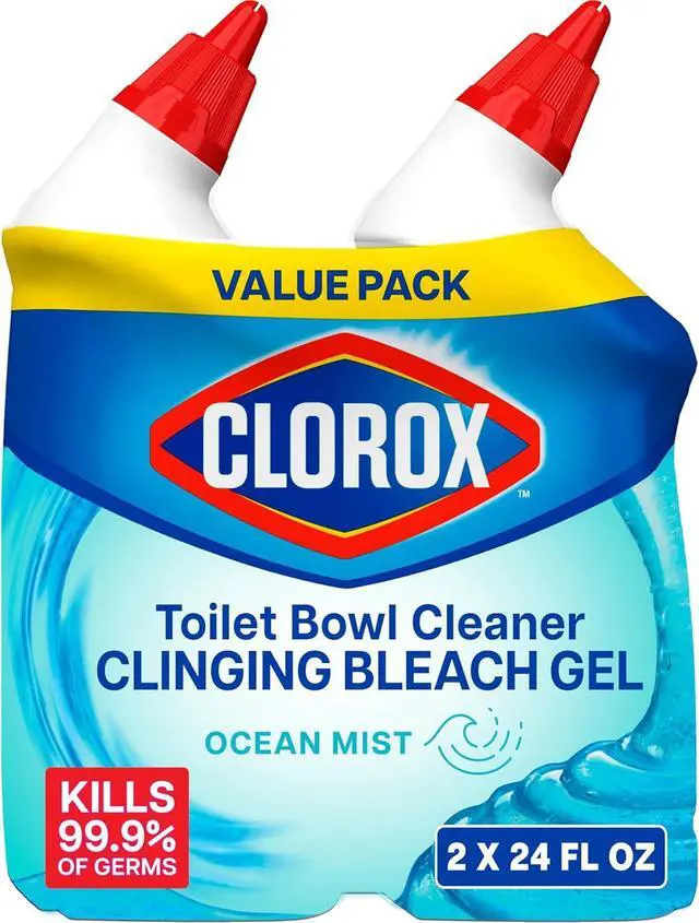 Alt view image 7 of 12 - Clorox Clinging Bleach Gel Toilet Bowl Cleaner, Ocean Mist Scent, 24 fl oz, Pack of 2, Kills 99.9% Bacteria & Viruses