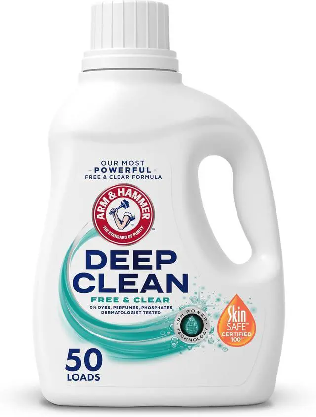 Alt view image 5 of 8 - ARM & HAMMER Deep Clean Free & Clear Liquid Laundry Detergent, 75 fl oz, 50 Loads, DyeFree & PerfumeFree, DermatologistTested