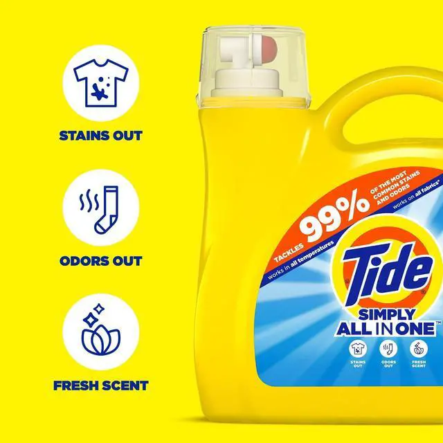 Alt view image 5 of 7 - Tide Simply Laundry Detergent Liquid All-In-One, Refreshing Breeze Scent, 117 fl oz, 89 Loads