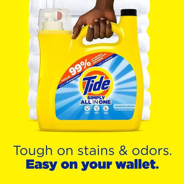 Alt view image 2 of 7 - Tide Simply Laundry Detergent Liquid All-In-One, Refreshing Breeze Scent, 117 fl oz, 89 Loads