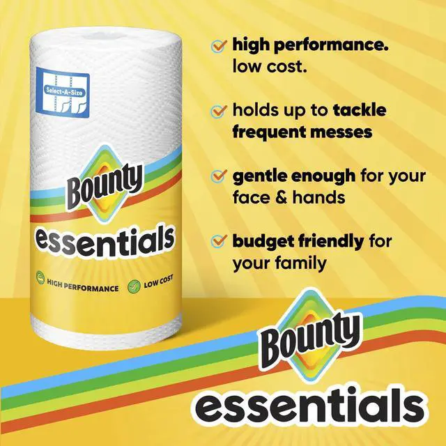 Alt view image 3 of 6 - Bounty Essentials Paper Towels Select-A-Size 6 Double Rolls, White, 108 Sheets Per Roll