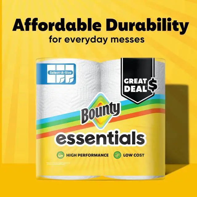 Alt view image 5 of 6 - Bounty Essentials Paper Towels Select-A-Size 6 Double Rolls, White, 108 Sheets Per Roll
