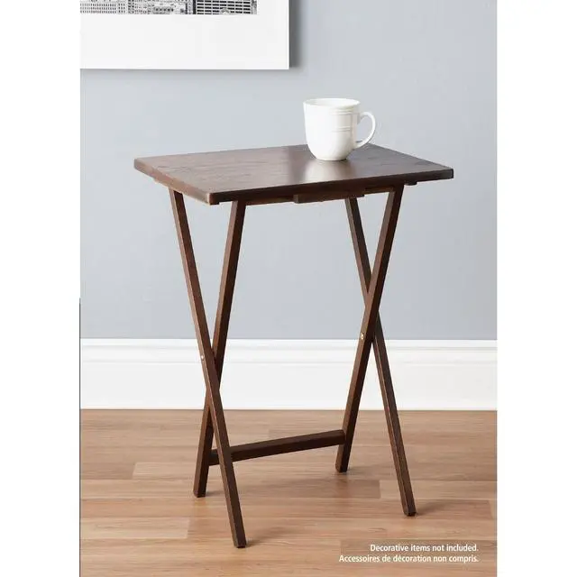 Alt view image 6 of 6 - Mainstays Rubberwood Folding TV Tray Table, Walnut