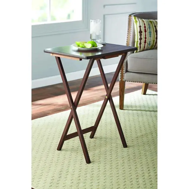 Alt view image 4 of 6 - Mainstays Rubberwood Folding TV Tray Table, Walnut