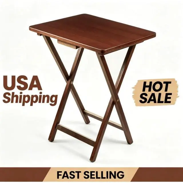 Main image of Mainstays Rubberwood Folding TV Tray Table, Walnut