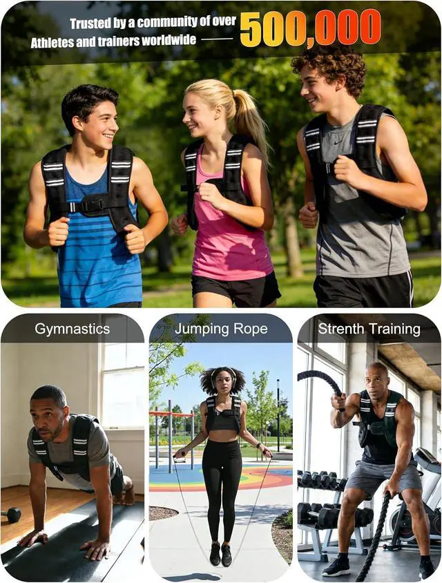 Alt view image 5 of 6 - Henkelion Weighted Vest Weight Vest for Men Women Kids Weights Included, Body Weight Vests Adjustable for Running, Training Workout, Jogging, Walking