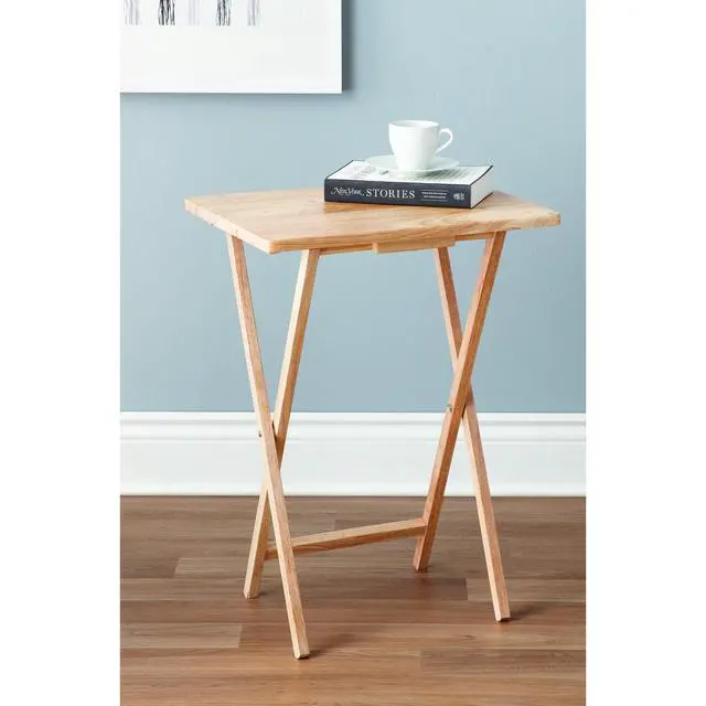 Alt view image 4 of 6 - Mainstays Rubberwood Folding TV Tray Table, Natural