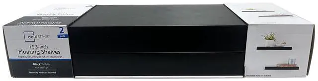 Alt view image 3 of 6 - Mainstays Black 16.5" Wood Floating Shelves, Set of 2