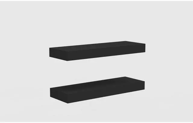 Alt view image 6 of 6 - Mainstays Black 16.5" Wood Floating Shelves, Set of 2