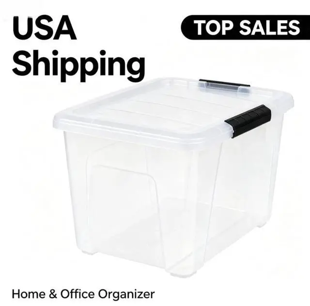 Main image of IRIS 32 Qt. Plastic Storage Bin with Lid, Stackable Storage Containers, Tote