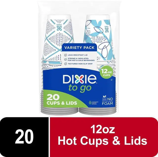 Alt view image 5 of 6 - Dixie To Go Disposable Paper Cups, 12 oz, Multi-Color, 20 Count