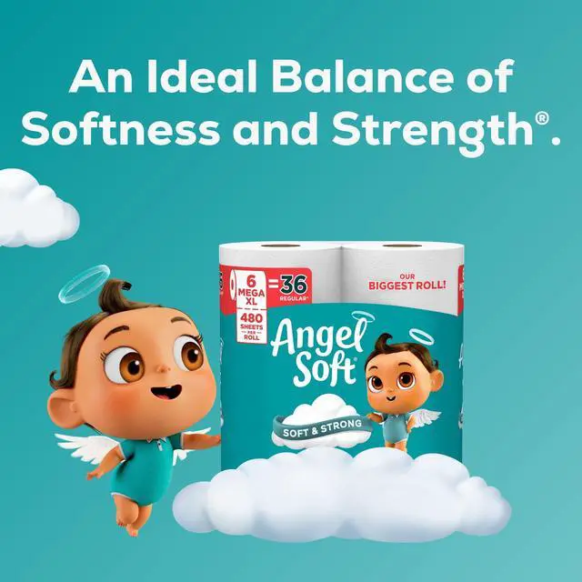 Alt view image 3 of 6 - Angel Soft 2-Ply Toilet Paper, 6 Mega XL Rolls, 480 Sheets Per Roll